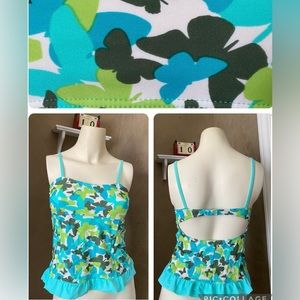 O'rageous Tankini Swim top Junior Girls size 16, butterflies print.